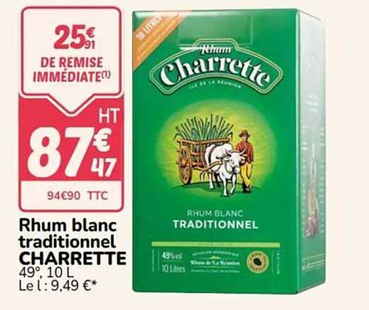 Rhum blanc traditionnel CHARRETTE