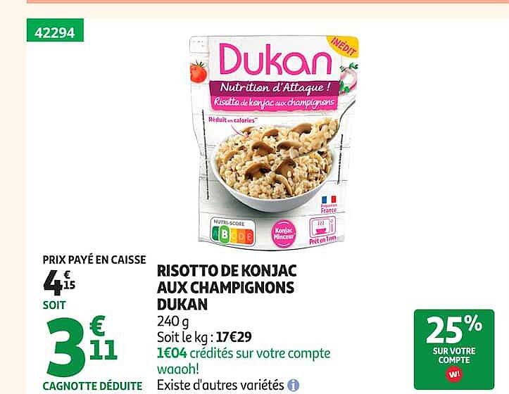 RISOTTO DE KONJAC AUX CHAMPIGNONS DUKAN