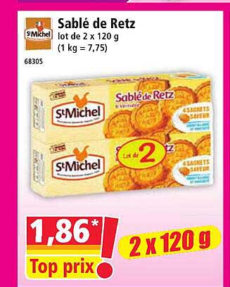 Sablé de Retz lot de 2 x 120 g (1 kg = 7,75)