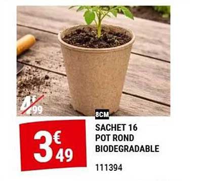 SACHET 16 POT ROND BIODEGRADABLE