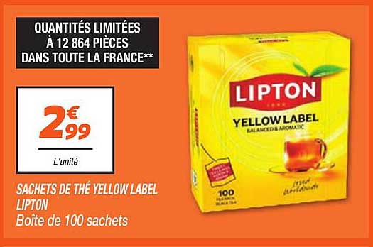 SACHETS DE THÉ YELLOW LABEL LIPTON