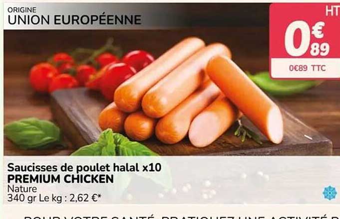 Saucisses de poulet halal x10 PREMIUM CHICKEN