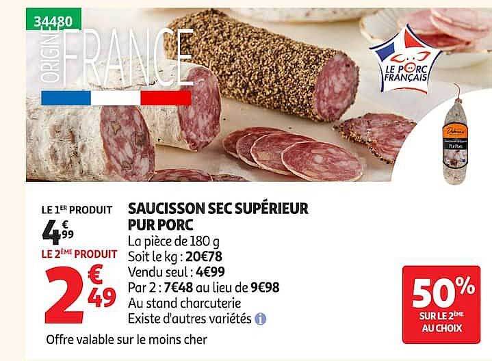 SAUCISSON SEC SUPÉRIEUR PUR PORC