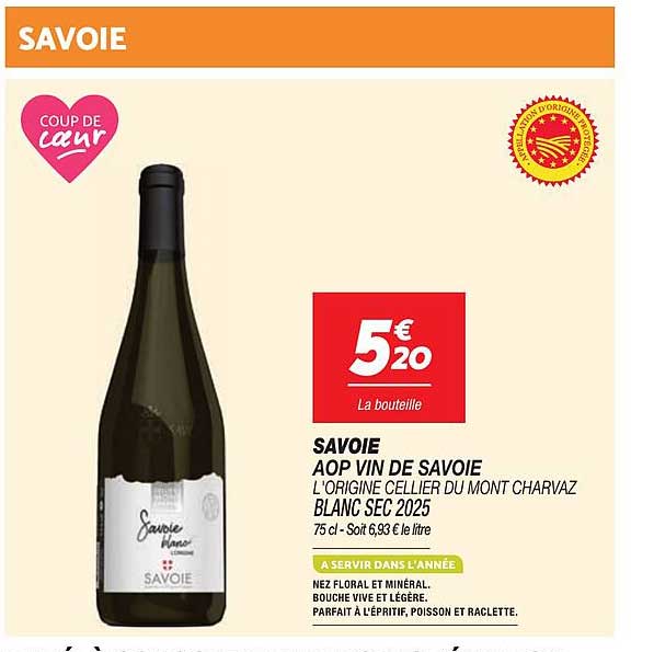 SAVOIE AOP VIN DE SAVOIE L'ORIGINE CELLEUR DU MONT CHARVAZ BLANC SEC 2025