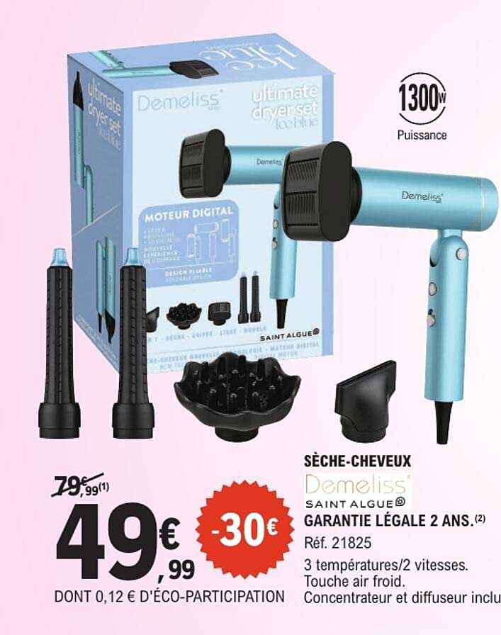 SÈCHE-CHEVEUX Demeliss Saint Algue GARANTIE LÉGALE 2 ANS.