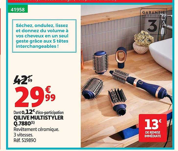 SÉCHEZ, ONDULEZ, LISSEZ ET DONNEZ DU VOLUME À VOS CHEVEUX EN UN SEUL GESTE GRÂCE AUX 5 TÊTES INTERCHANGEABLES !