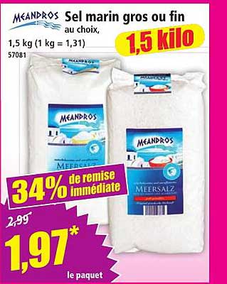 Sel marin gros ou fin au choix, 1,5 kilo
