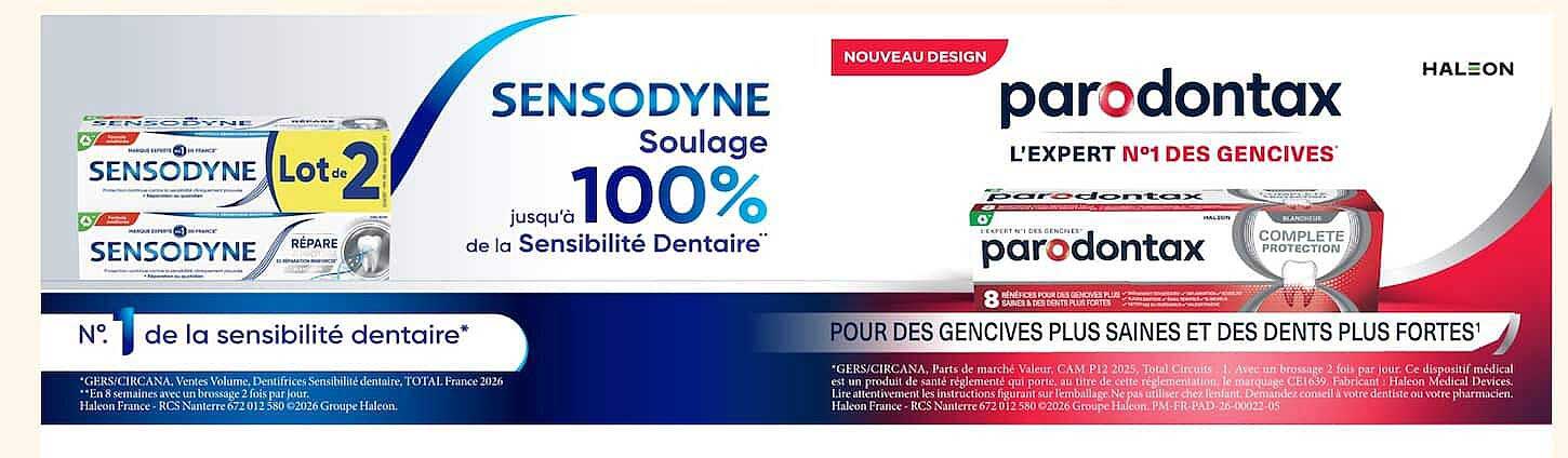 SENSODYNE Soulage jusqu'à 100% de la Sensibilité Dentaire