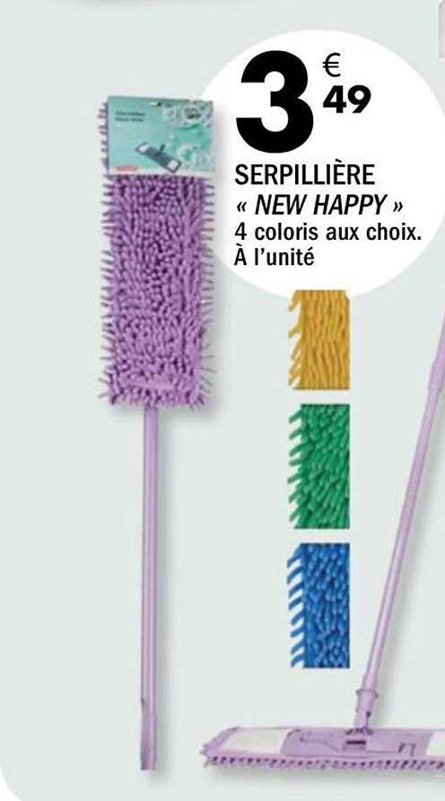 SERPILLIÈRE « NEW HAPPY » 4 coloris aux choix. À l’unité