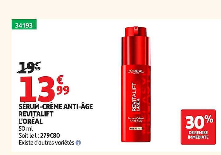 SÉRUM-CRÈME ANTI-ÂGE REVITALIFT L'ORÉAL 50 ml