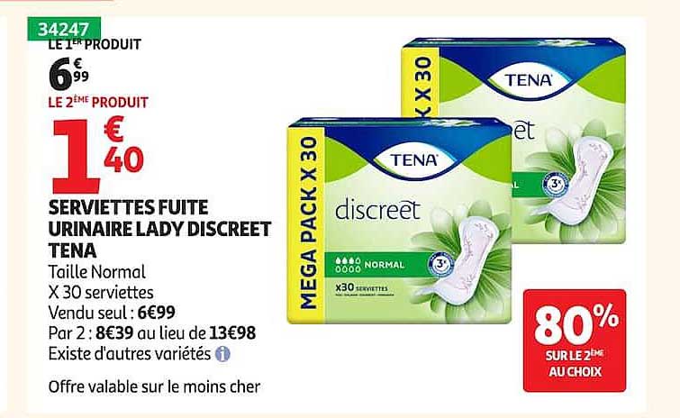 SERVIETTES FUITTE URINAIRE LADY DISCREET TENA