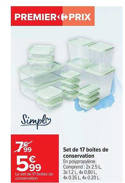 Set de 17 boites de conservation