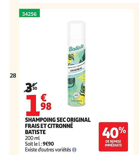 SHAMPOING SEC ORIGINAL FRAIS ET CITRONNÉ BATISTE