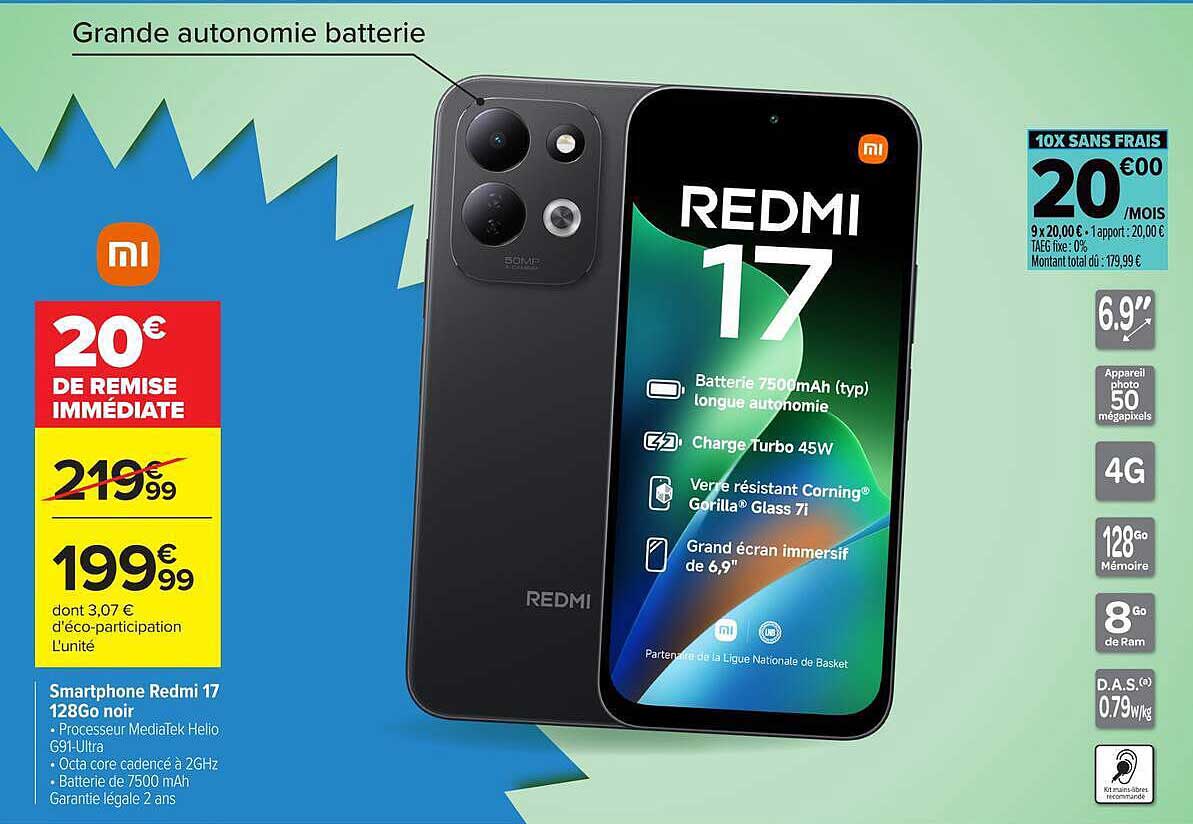 Smartphone Redmi 17 128Go noir