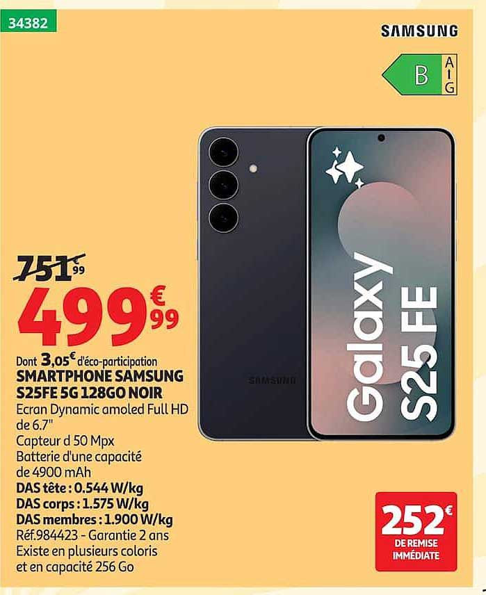 SMARTPHONE SAMSUNG S25FE 5G 128GO NOIR