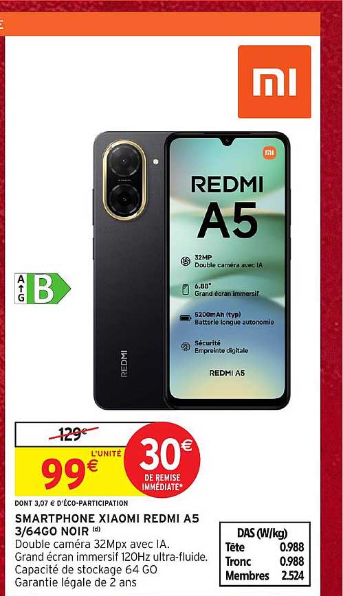 SMARTPHONE XIAOMI REDMI A5 3/64GO NOIR
