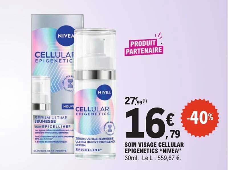 SOIN VISAGE CELLULAR EPIGENETICS "NIVEA" 30ml. Le L : 559,67 €.