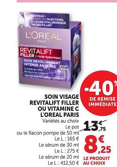 SOIN VISAGE REVITALIFT FILLER OU VITAMINE C L'OREAL PARIS