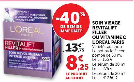 SOIN VISAGE REVITALIFT FILLER OU VITAMINE C L'OREAL PARIS