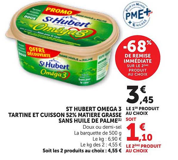 ST HUBERT OMEGA 3 TARTINE ET CUISSON 52% MATIERE GRASSE SANS HUILE DE PALME(1)