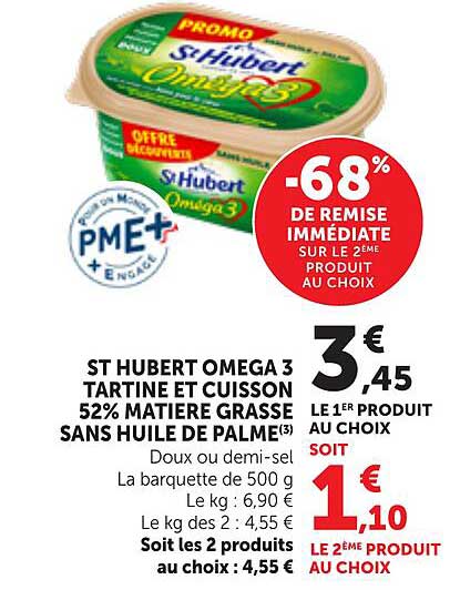 ST HUBERT OMEGA 3 TARTINE ET CUISSON 52% MATIERE GRASSE SANS HUILE DE PALME(3)