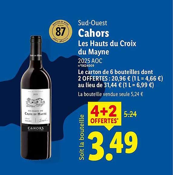 Sud-Ouest Cahors Les Hauts du Croix du Mayne 2025 AOC