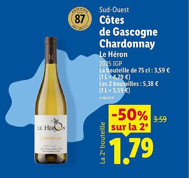 Sud-Ouest Côtes de Gascogne Chardonnay Le Héron
