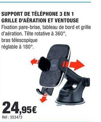 SUPPORT DE TÉLÉPHONE 3 EN 1 GRILLE D’AÉRATION ET VENTOUSE