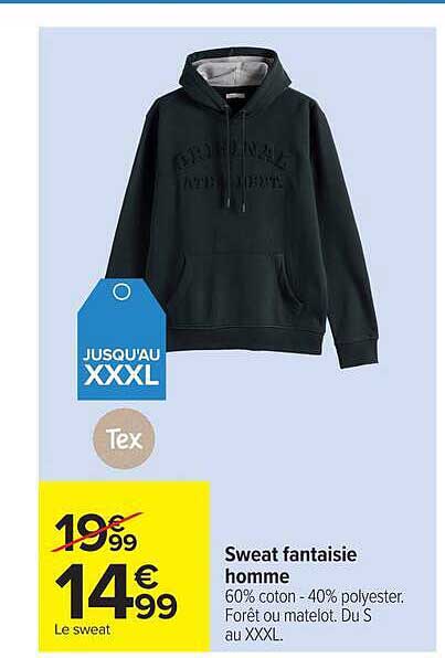 Sweat fantaisie homme