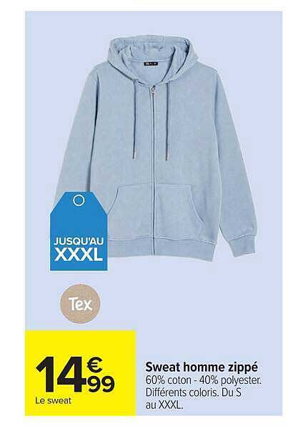 Sweat homme zippé