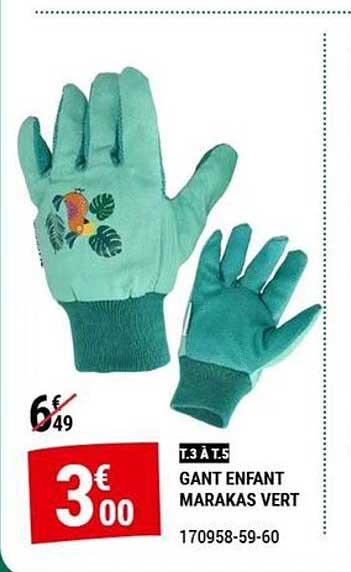 T.3 à T.S GANT ENFANT MARAKAS VERT