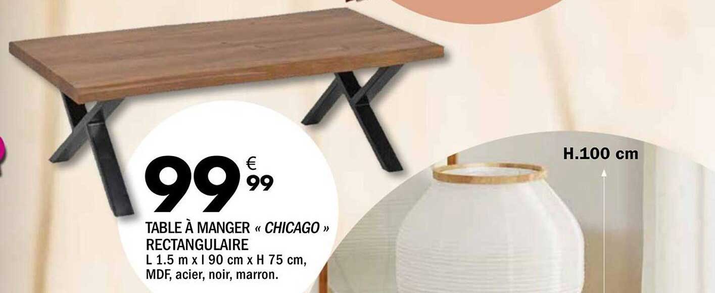 TABLE À MANGER « CHICAGO » RECTANGULAIRE