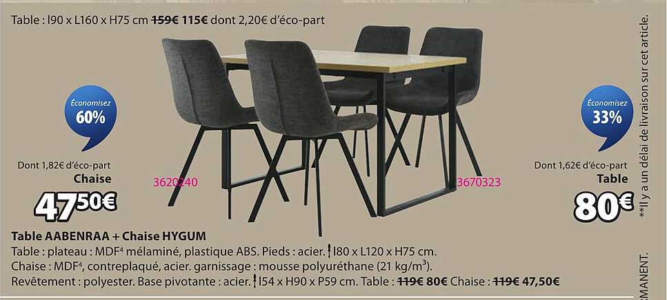 Table AABENRAA + Chaise HYGUM