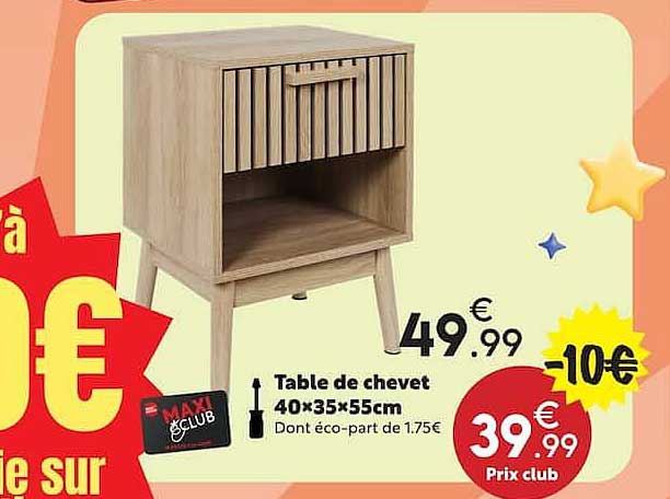 Table de chevet 40×35×55 cm