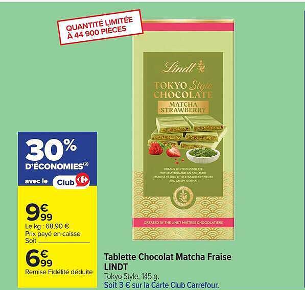 Tablette Chocolat Matcha Fraise LINDT