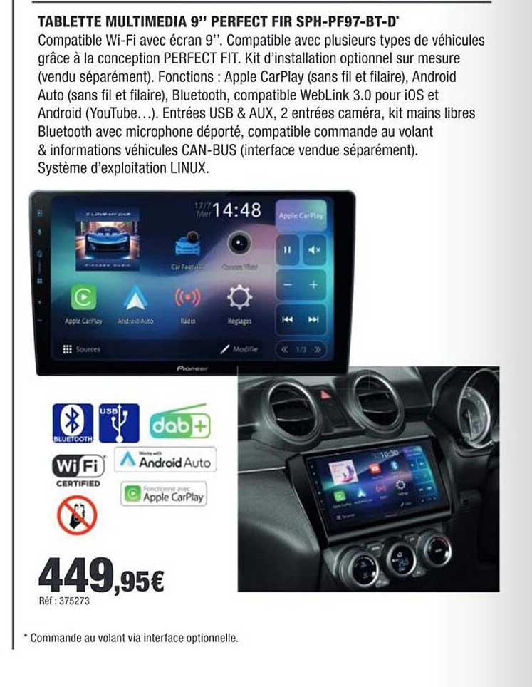 TABLETTE MULTIMEDIA 9’’ PERFECT FIT SPH-PF97-BT-D