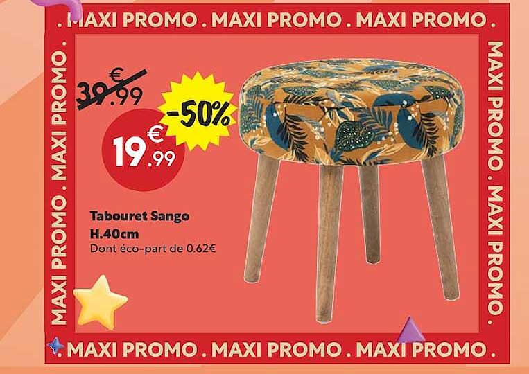 Tabouret Sango H.40cm