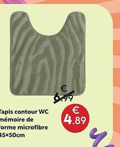 Tapis contour WC mémoire de forme microfibre 45x50cm