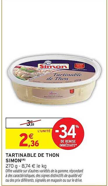 TARTINABLE DE THON SIMON