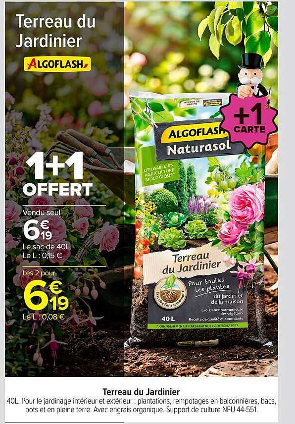 Terreau du Jardinier ALGOFALSH 1+1 OFFERT