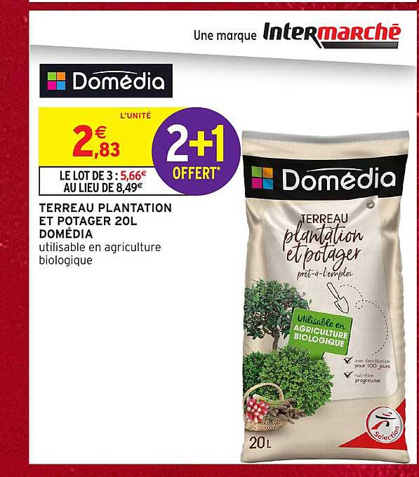 TERREAU PLANTATION ET POTAGER 20L DOMÉDIA