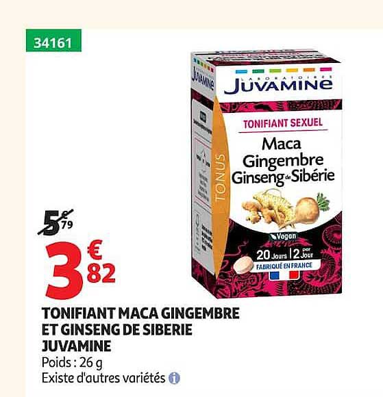 TONIFIANT MACA GINGEMBRE ET GINSENG DE SIBERIE JUVAMINE