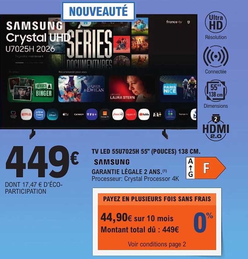 TV LED 55U7025H 55" (POUCES) 138 CM. SAMSUNG