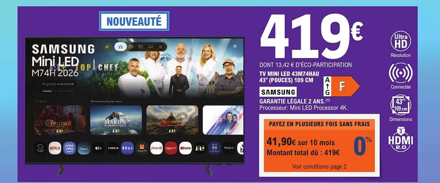TV MINI LED 43M74HAU 43" (POUCES) 109 CM