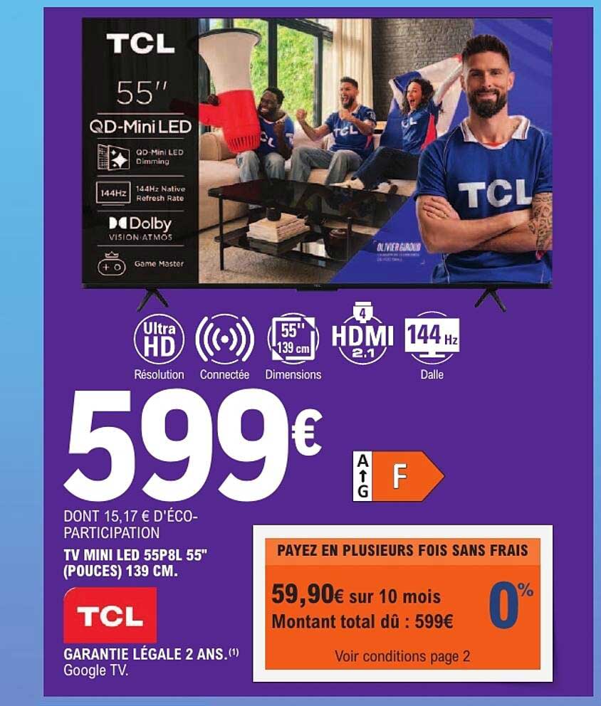 TV MINI LED 55P8L 55" (POUCES) 139 CM.