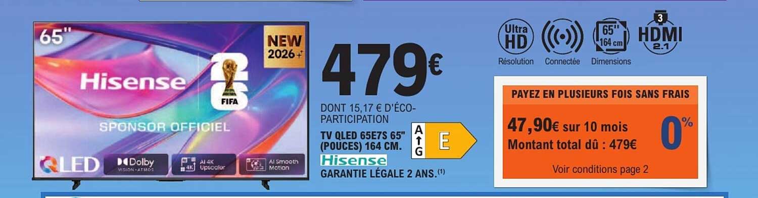 TV QLED 65E7S 65'' (POUCES) 164 CM.