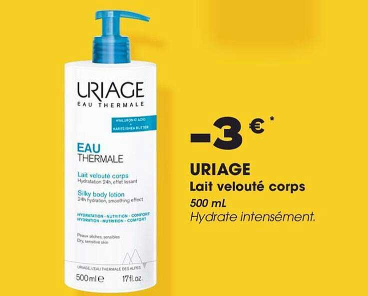URIAGE Lait velouté corps 500 mL Hydrate intensément.