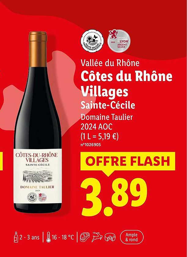 Vallée du Rhône Côtes du Rhône Villages Sainte-Cécile Domaine Taulier 2024 AOC