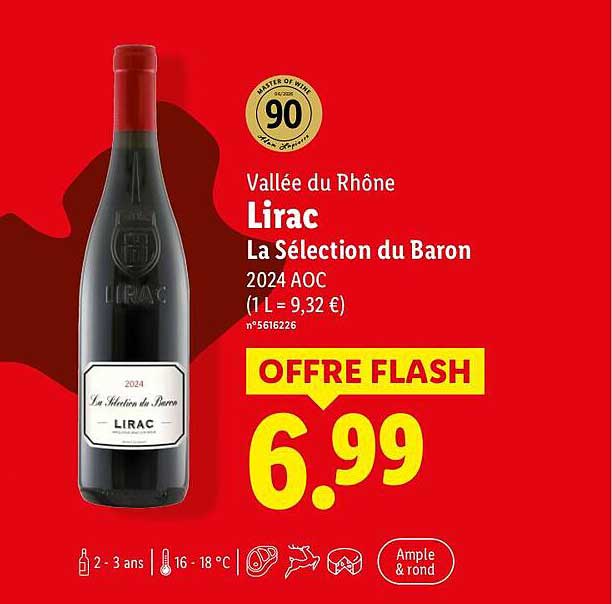 Vallée du Rhône Lirac La Sélection du Baron 2024 AOC (1 L = 9,32 €)