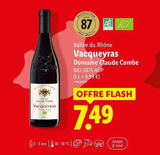 Vallée du Rhône Vacqueyras Domaine Claude Combe BIO 2025 AOP
